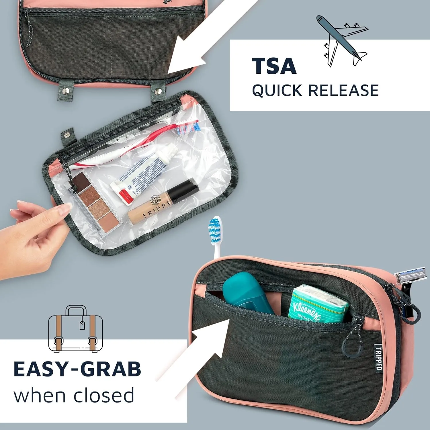 Toiletry Bag Kit Set: Hanging Travel Toiletry Bag   311 TSA Cosmetic Liquid Bag   Ultralight Accessory Organizer Pouch