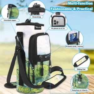 ToLuLu 25/32/40oz Water Bottle Carrier Bag Pocket,Insulated Neoprene Adjustable Shoulder Strap Water Bottle Pouch Case, Crossbody Water Bottle Holder Sling Sleeve for Men Women Adults