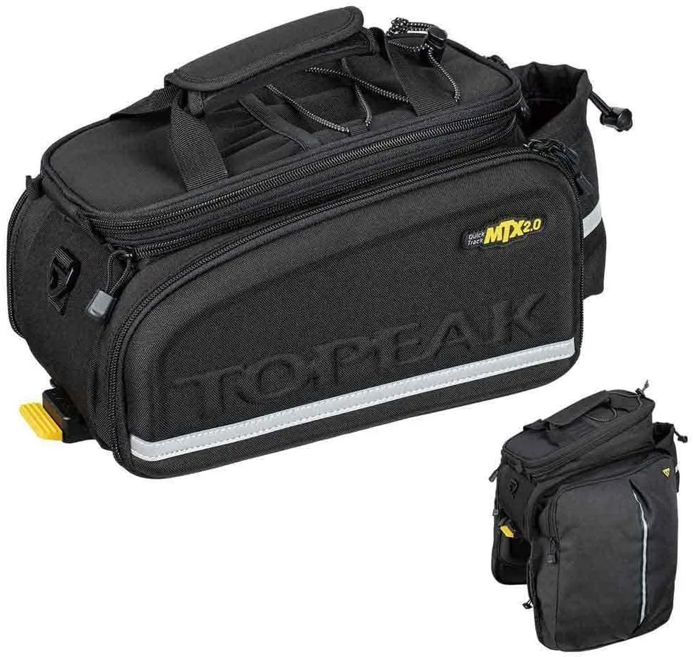 Topeak MTX 2.0 TrunkBag DXP Water Resistant Cycle Trunk Bag with expandable pannier sides, Compatible with all MTX QuickTrack 2.0 racks, Black