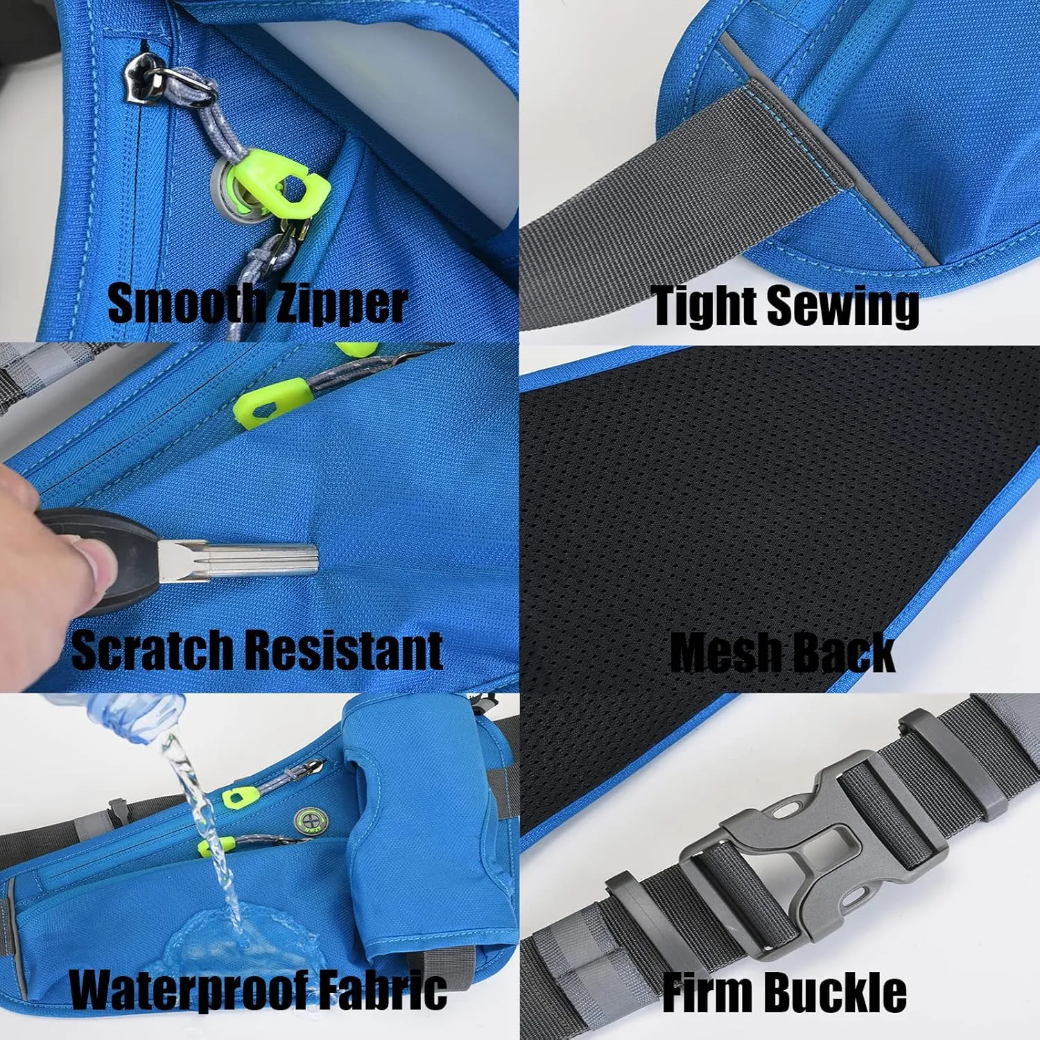 TopTie Fanny Pack with Water Bottle Holder, Reflective Strip Unisex Waist Bag for Running, Workout, Travel, Hiking (Without Bottle)