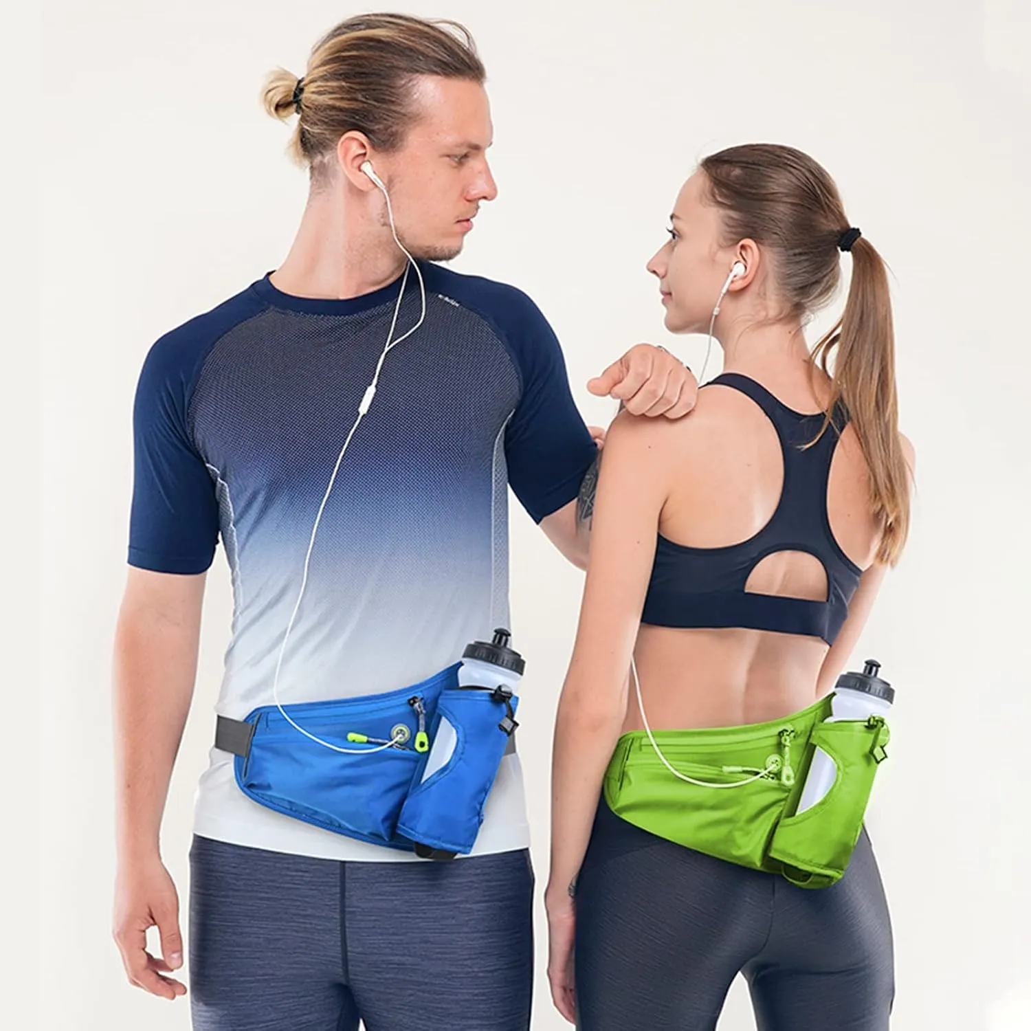 TopTie Fanny Pack with Water Bottle Holder, Reflective Strip Unisex Waist Bag for Running, Workout, Travel, Hiking (Without Bottle)