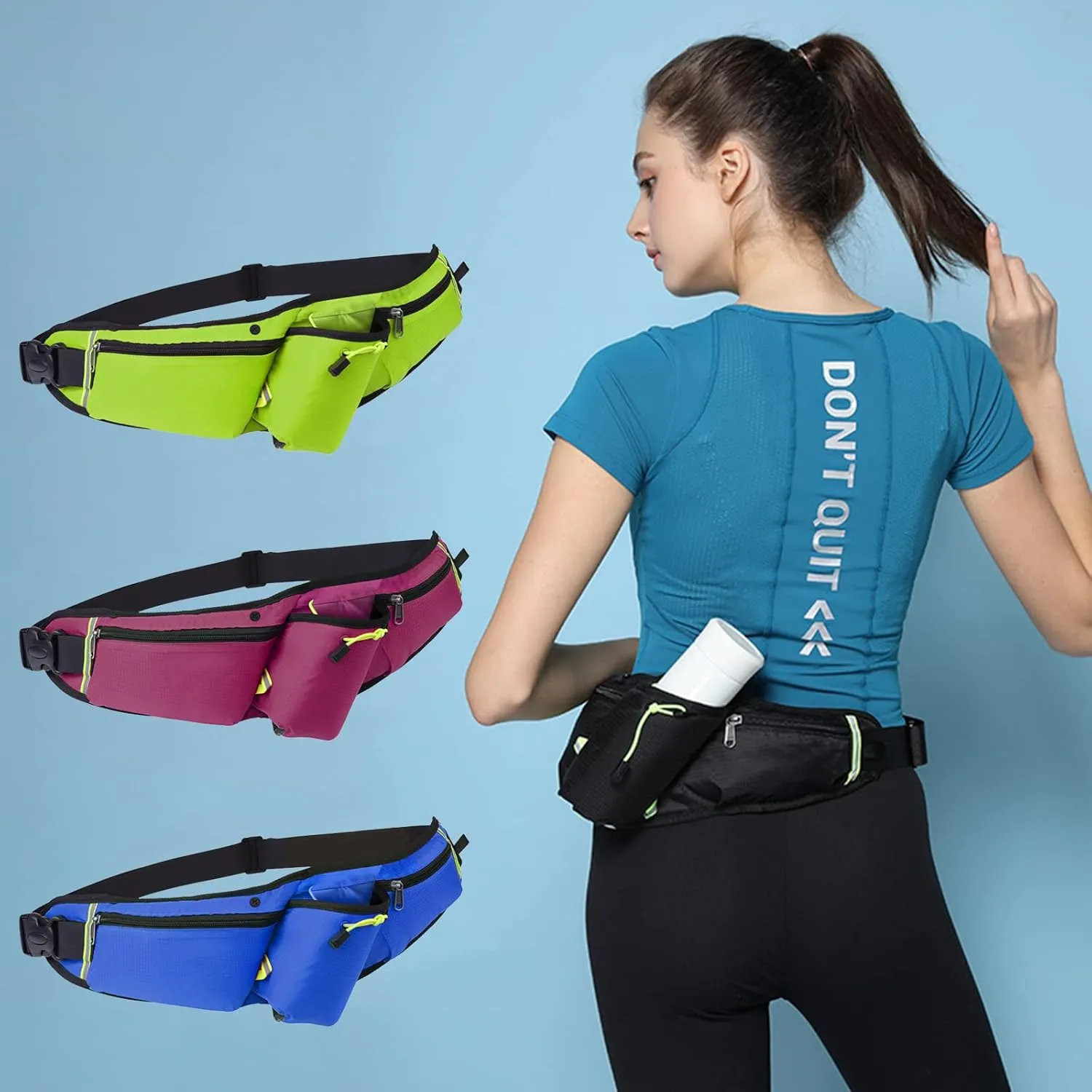 TopTie Unisex Fanny Pack, Waist Pack with Water Bottle Holder & Adjustable Strap for Jogging, Exercise, Outdoor Use