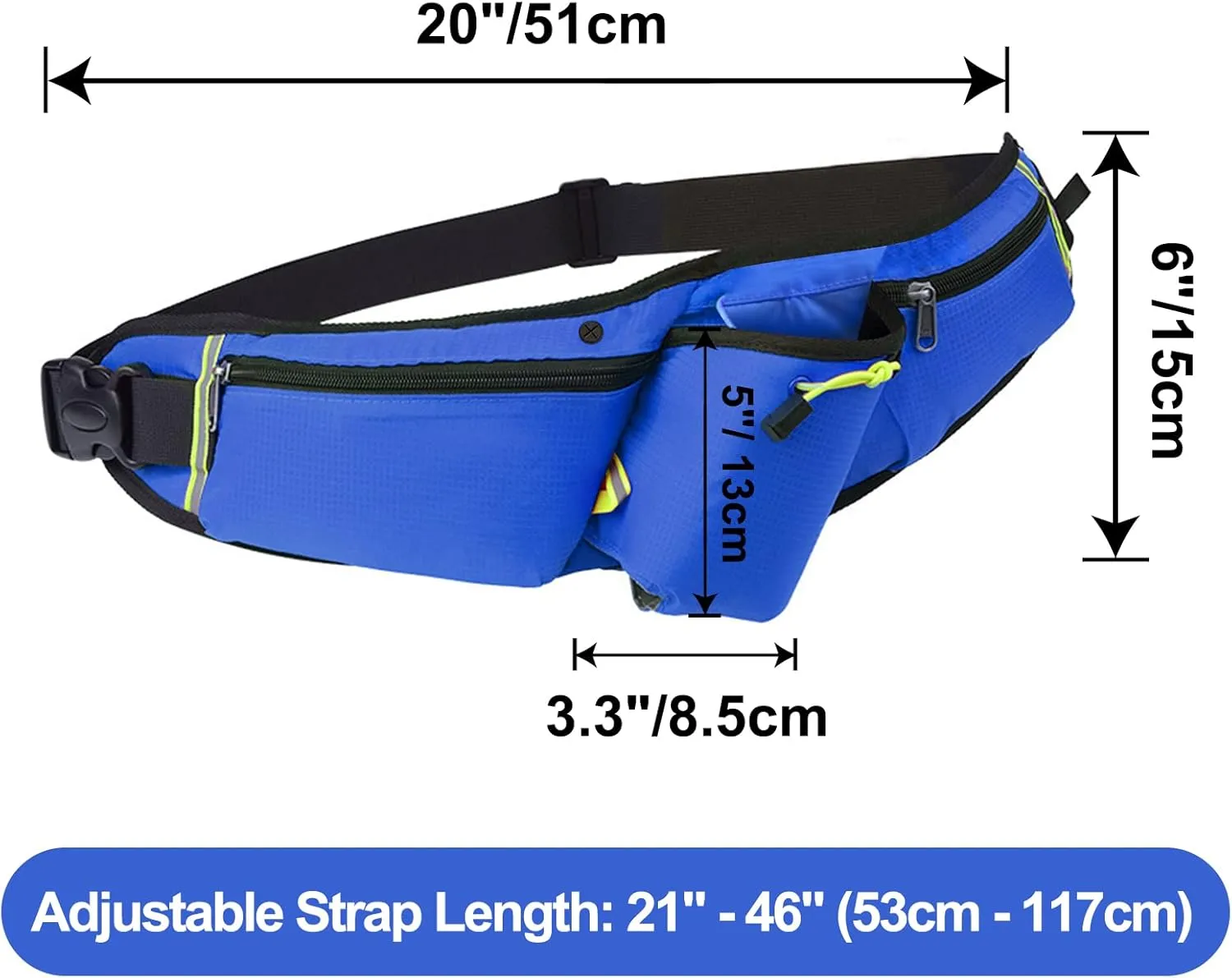 TopTie Unisex Fanny Pack, Waist Pack with Water Bottle Holder & Adjustable Strap for Jogging, Exercise, Outdoor Use