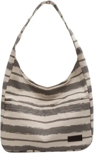 Tote Bag Women Striped Canvas Handbag Casual Top Handle Bag Large Capacity Shoulder Bag