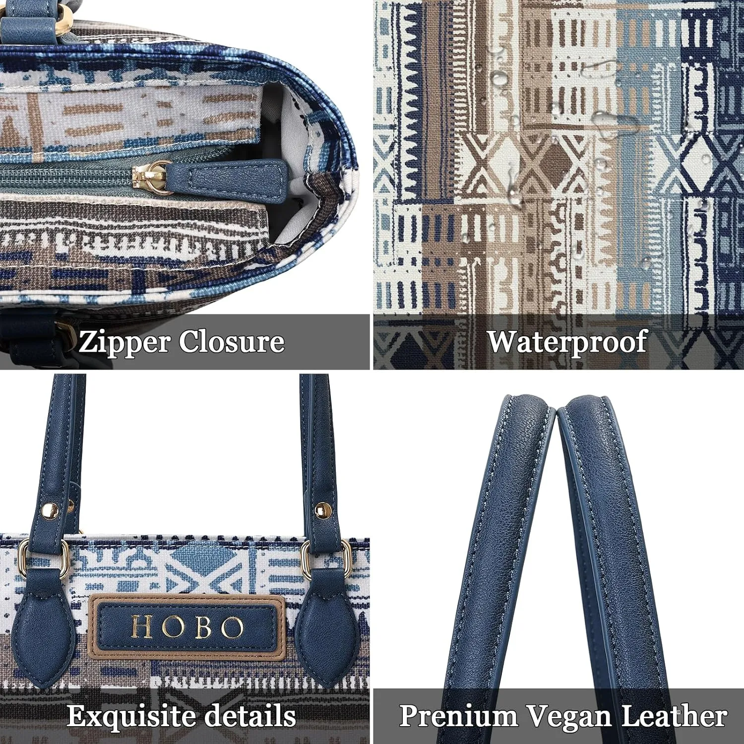 Tote bags for women, tote purse, nylon tote bag, with zipper and pockets, waterproof, lightweight