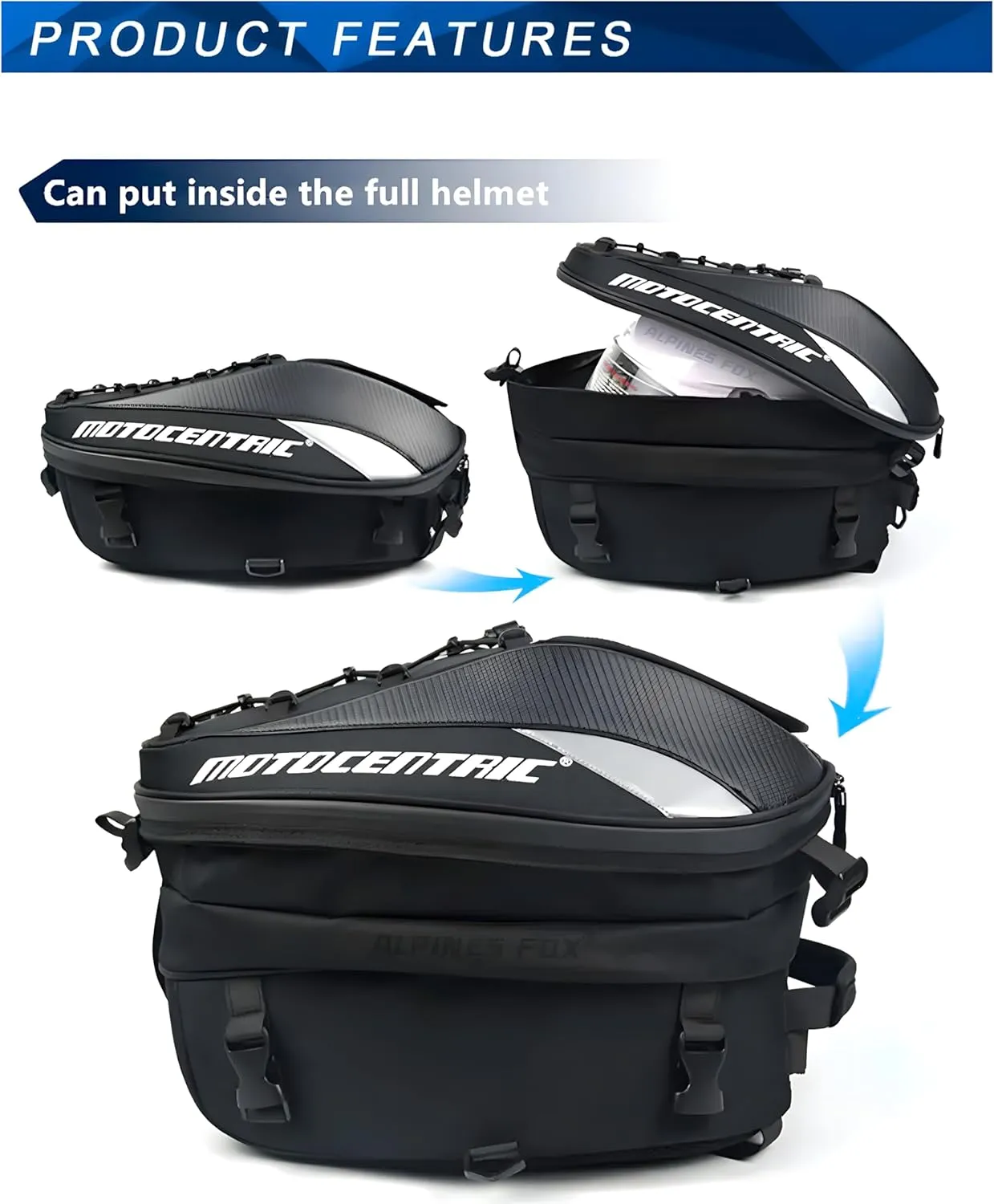 TR Motorcycle tail bag seat - Helmet Bag Tail Seat Motorcycle (Only Tail Bag, Black/Grey)