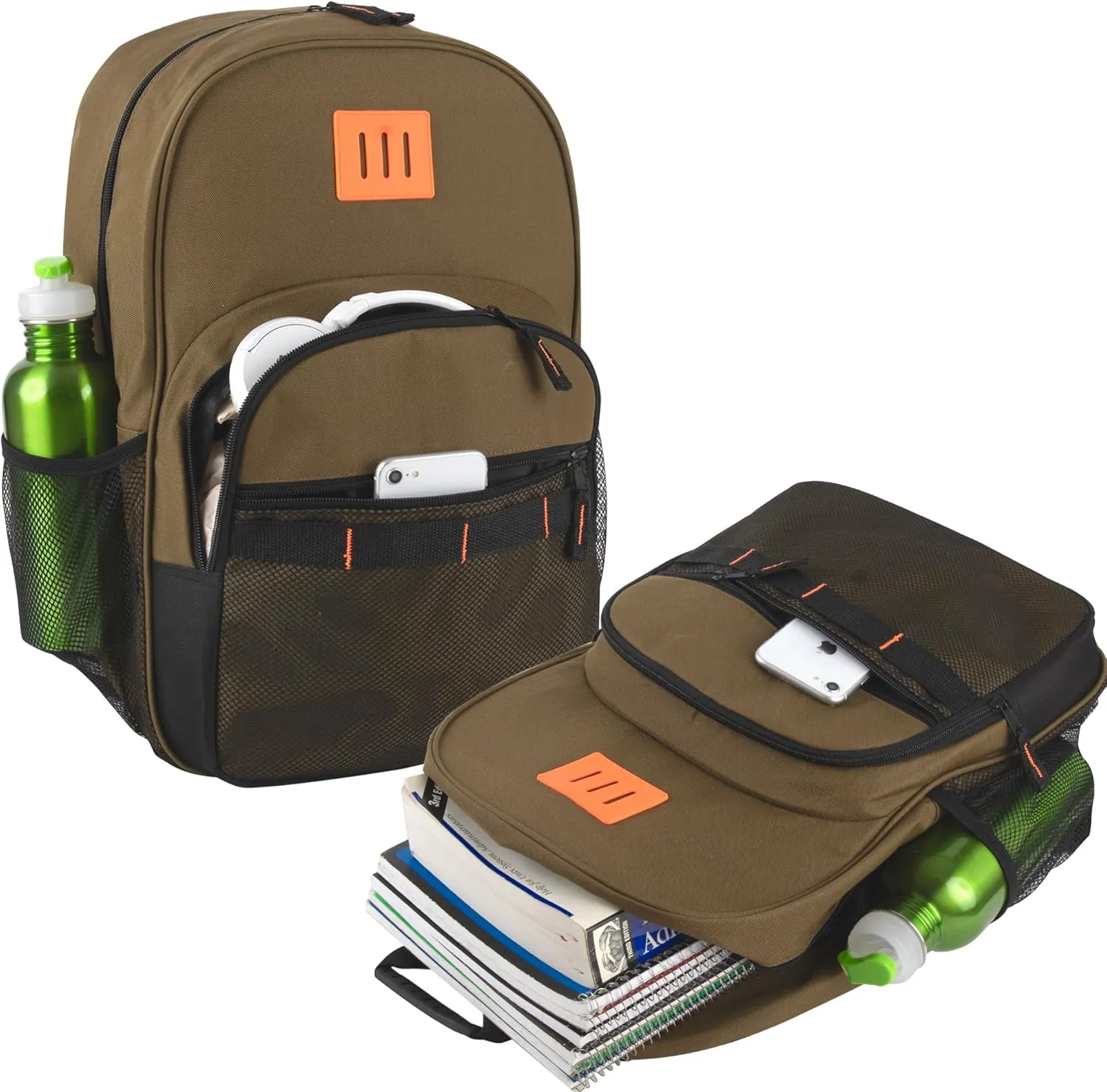 Trail maker 24 Pack Two Tone Backpacks in Bulk for Homeless Adults Nonprofit 18 Inch Backpacks Wholesale (Dark Colors Pack)