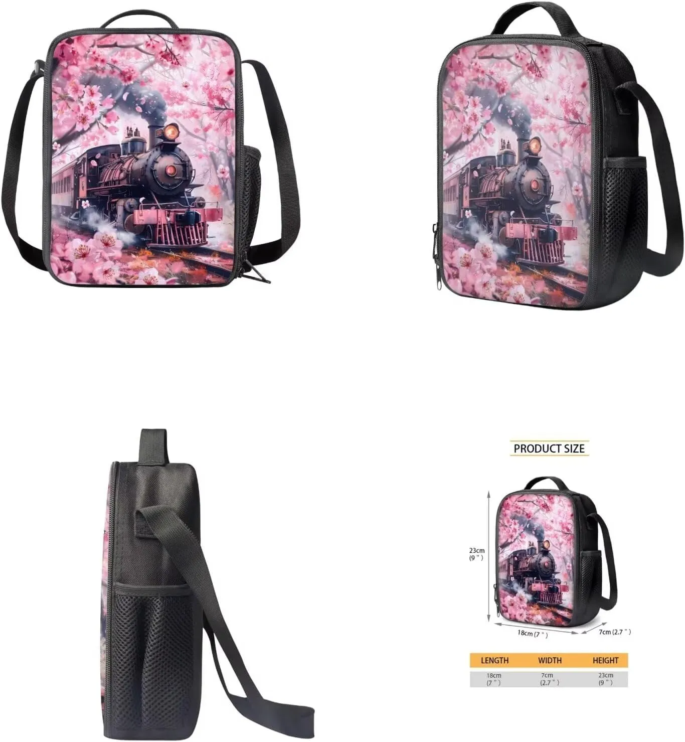 Train School Bags for Girls Backpack 10-12 Years Old Cute Backpacks for Teen Girls Kids Bookbags with Lunch Box Pencil Case and Water Bottle Sleeve Casual Daypack Rucksack for Hiking
