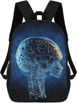 Travel Backpack Sturdy Laptop Backpacks Carry On Backpack Artificial Intelligence Brain Casual Daypack Business Work Bag Water Resistant Computer Bag Weekender Bags for Men Women Gift Bags