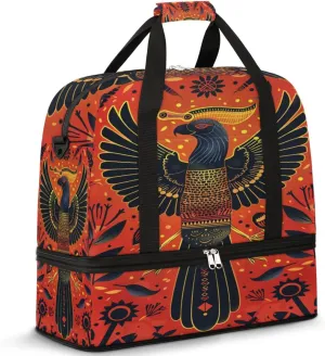 Travel Duffel Bag with Shoe Compartment, Egyptian Bird Shoulder Weekender Bags for Women, Foldable Waterproof Travel Bag Carry on Bag