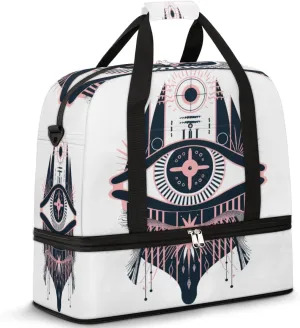 Travel Duffel Bag with Shoe Compartment, Mystical Eye Pattern Shoulder Weekender Bags for Women, Foldable Waterproof Travel Bag Carry on Bag