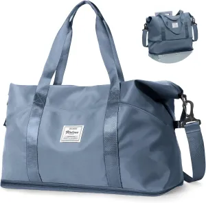 Travel Duffel Bag,Sports Tote Gym For Spirit Airlines Personal Item Bag 18x14x8 Foldable,Carry on Shoulder Expandable Weekender Overnight for Women,JewelBlue