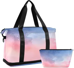 Travel Duffel Gym Sports Luggage Bag Expandable Large Capacity Cloud Watercolor 1 Sports Bag for Women and Men