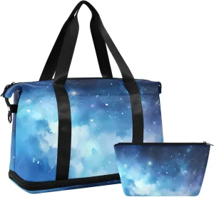 Travel Duffel Gym Sports Luggage Bag Expandable Large Capacity Cloud Watercolor 2 Sports Bag for Women and Men