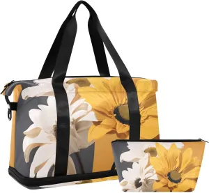 Travel Duffel Gym Sports Luggage Bag Expandable Large Capacity Coreopsis Calliopsis Sports Bag for Women and Men
