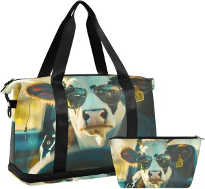 Travel Duffel Gym Sports Luggage Bag Expandable Large Capacity Cow Driving Sports Bag for Women and Men
