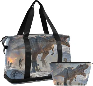 Travel Duffel Gym Sports Luggage Bag Expandable Large Capacity Dinosaur 1 Sports Bag for Women and Men