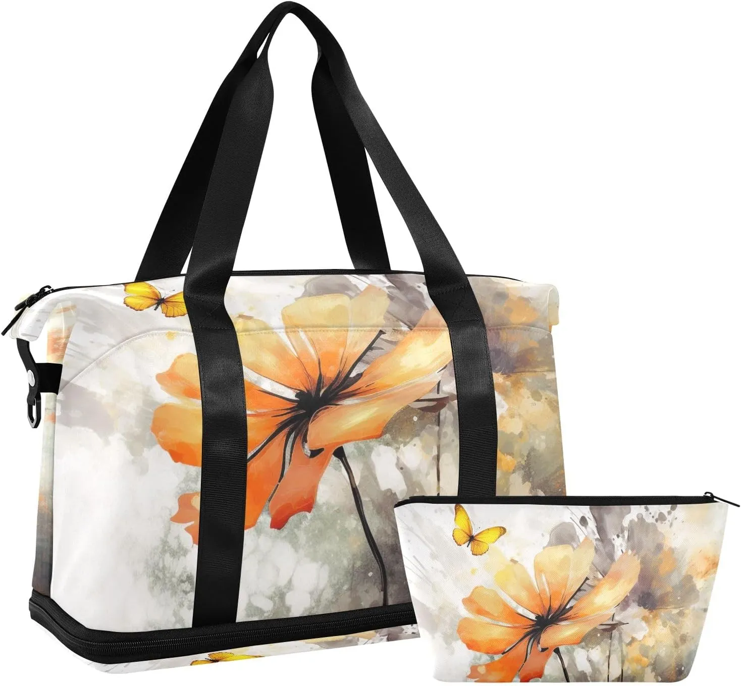 Travel Duffel Gym Sports Luggage Bag Expandable Large Capacity Flower Grunge Sports Bag for Women and Men