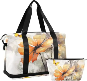 Travel Duffel Gym Sports Luggage Bag Expandable Large Capacity Flower Grunge Sports Bag for Women and Men