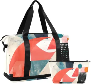 Travel Duffel Gym Sports Luggage Bag Expandable Large Capacity Geometric Abstract 3 Sports Bag for Women and Men