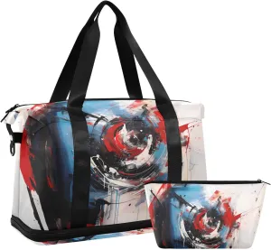 Travel Duffel Gym Sports Luggage Bag Expandable Large Capacity Geometric Abstract 4 Sports Bag for Women and Men