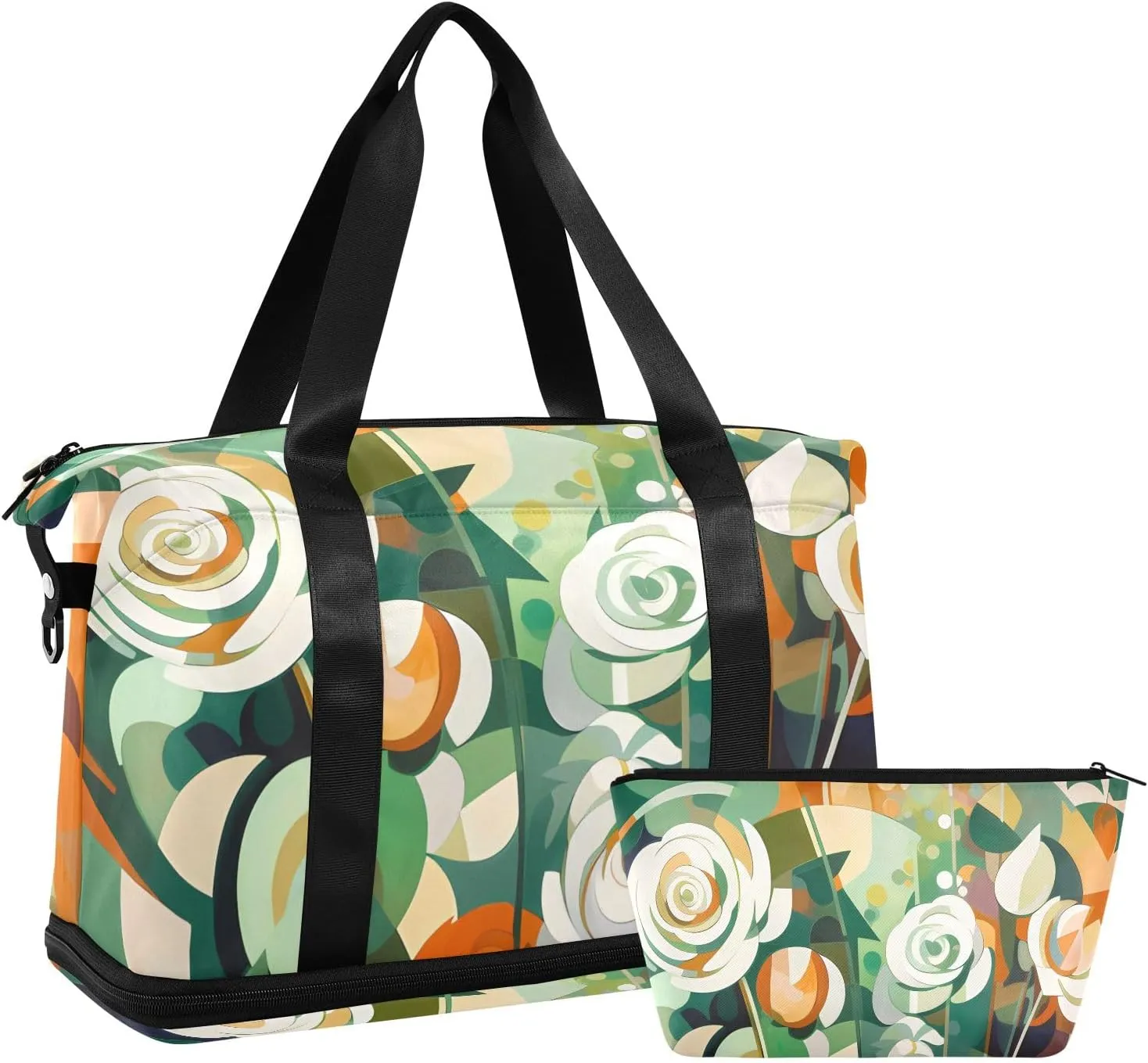 Travel Duffel Gym Sports Luggage Bag Expandable Large Capacity Geometric Flower Sports Bag for Women and Men