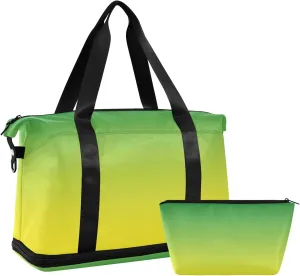 Travel Duffel Gym Sports Luggage Bag Expandable Large Capacity Gradient Yellow To Green Sports Bag for Women and Men