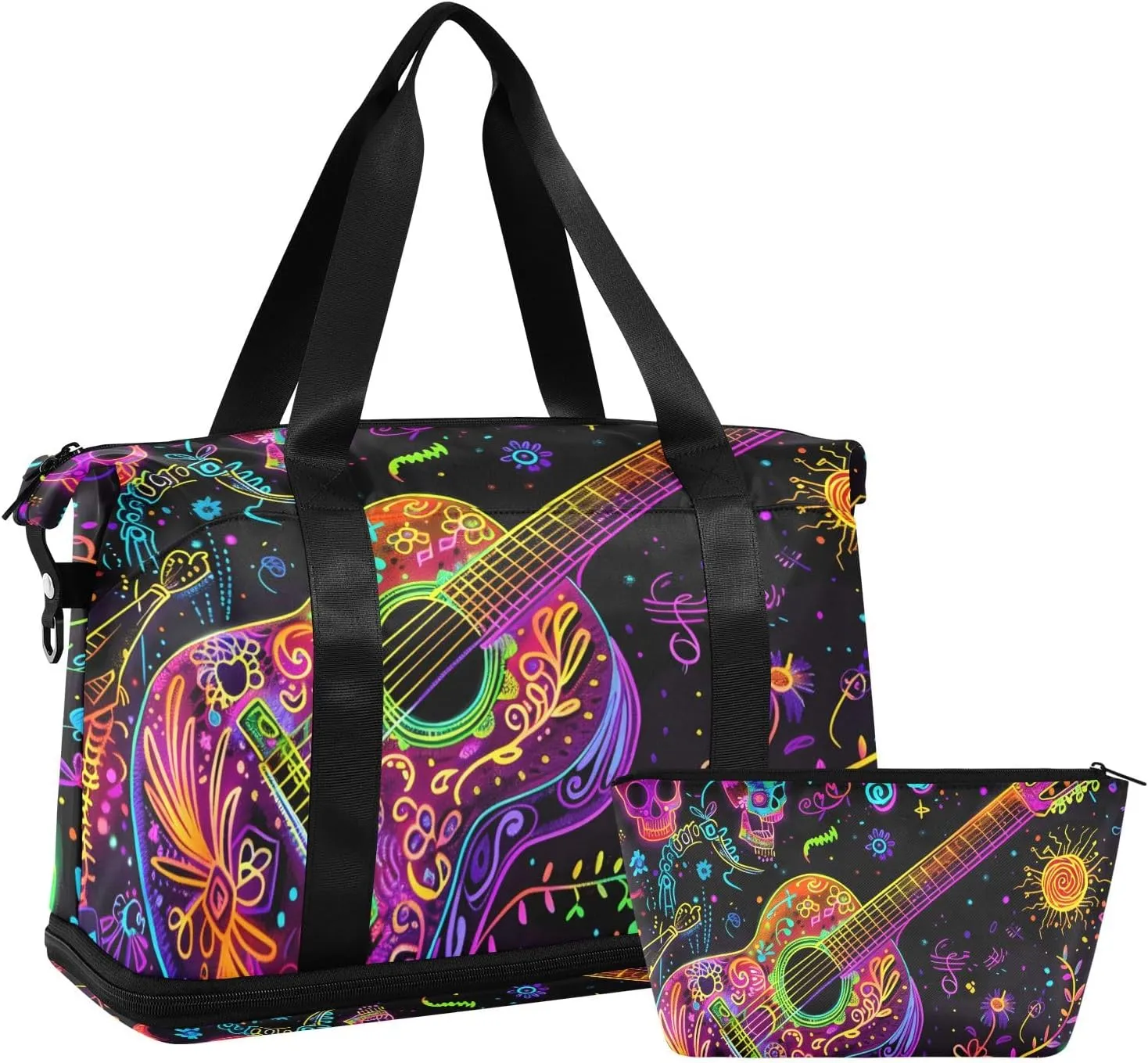 Travel Duffel Gym Sports Luggage Bag Expandable Large Capacity Guitar Musical Scene Sports Bag for Women and Men