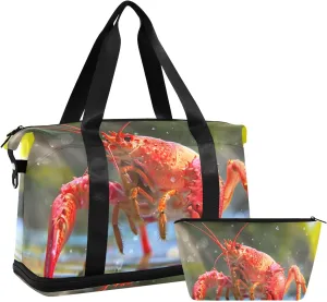 Travel Duffel Gym Sports Luggage Bag Expandable Large Capacity Lobster Sports Bag for Women and Men
