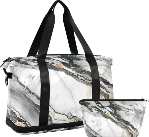 Travel Duffel Gym Sports Luggage Bag Expandable Large Capacity Marble Abstract Sports Bag for Women and Men