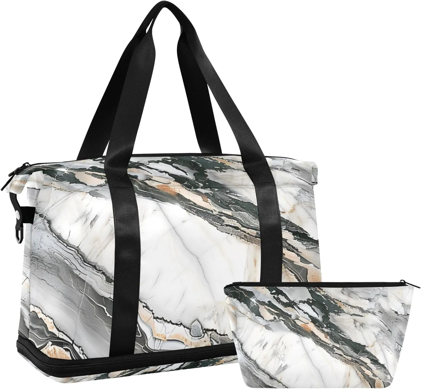 Travel Duffel Gym Sports Luggage Bag Expandable Large Capacity Marble Abstract Sports Bag for Women and Men