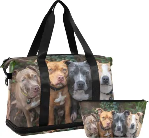 Travel Duffel Gym Sports Luggage Bag Expandable Large Capacity Pitbulls Sports Bag for Women and Men
