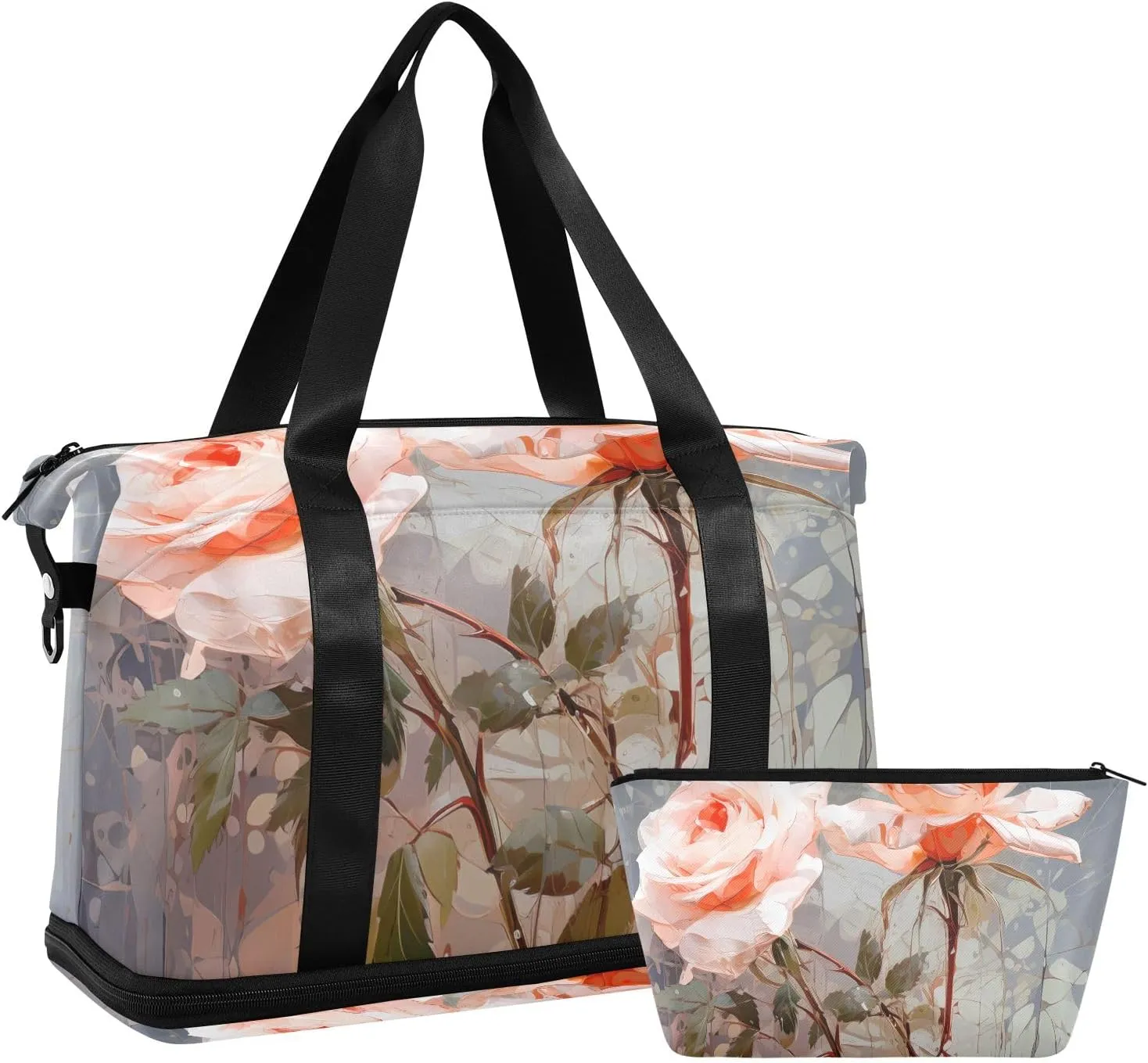 Travel Duffel Gym Sports Luggage Bag Expandable Large Capacity Rose Grunge 2 Sports Bag for Women and Men