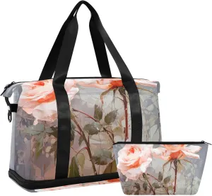 Travel Duffel Gym Sports Luggage Bag Expandable Large Capacity Rose Grunge 2 Sports Bag for Women and Men