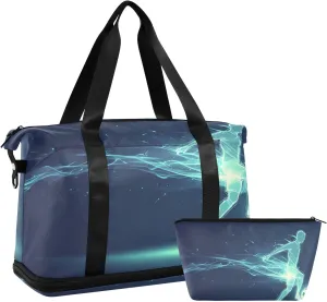 Travel Duffel Gym Sports Luggage Bag Expandable Large Capacity Soccer Player 1 Sports Bag for Women and Men