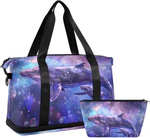Travel Duffel Gym Sports Luggage Bag Expandable Large Capacity Whales Bubble Sports Bag for Women and Men
