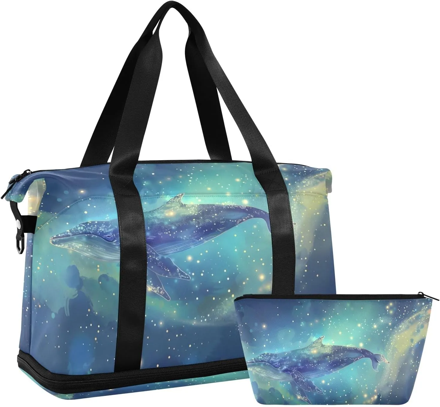 Travel Duffel Gym Sports Luggage Bag Expandable Large Capacity Whales Night Sky Sports Bag for Women and Men