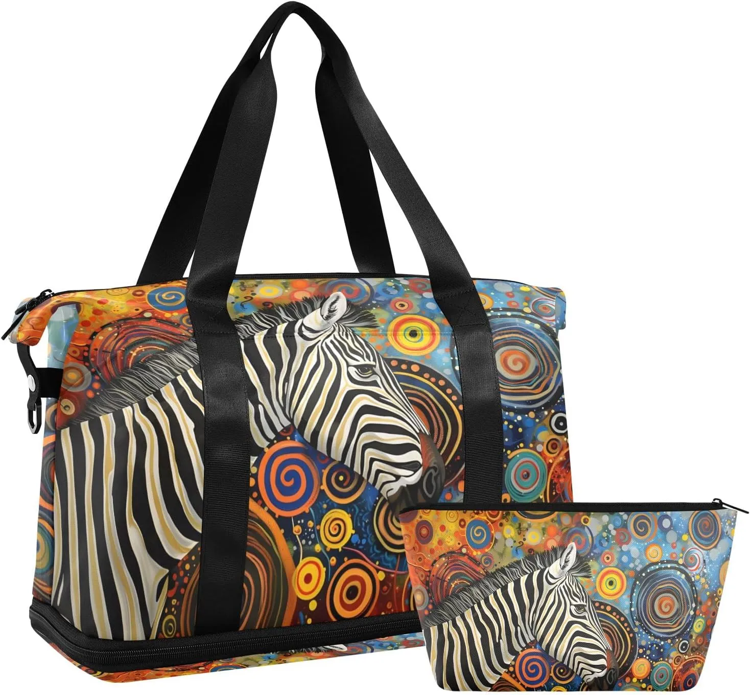 Travel Duffel Gym Sports Luggage Bag Expandable Large Capacity Zebra Colorful Sports Bag for Women and Men