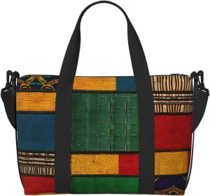 Travel Duffle Bag Weekender Bag Carry On Tote Bag Sport Gym Bag for Women Men African Style Patchwork Print