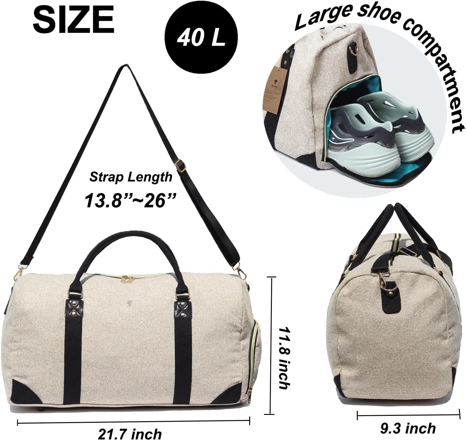 Travel Duffle Bag, Weekender Bag for Women with Shoe Compartment, Carry on Overnight Bag Gym Duffel Bag, Mommy Hospital Bags