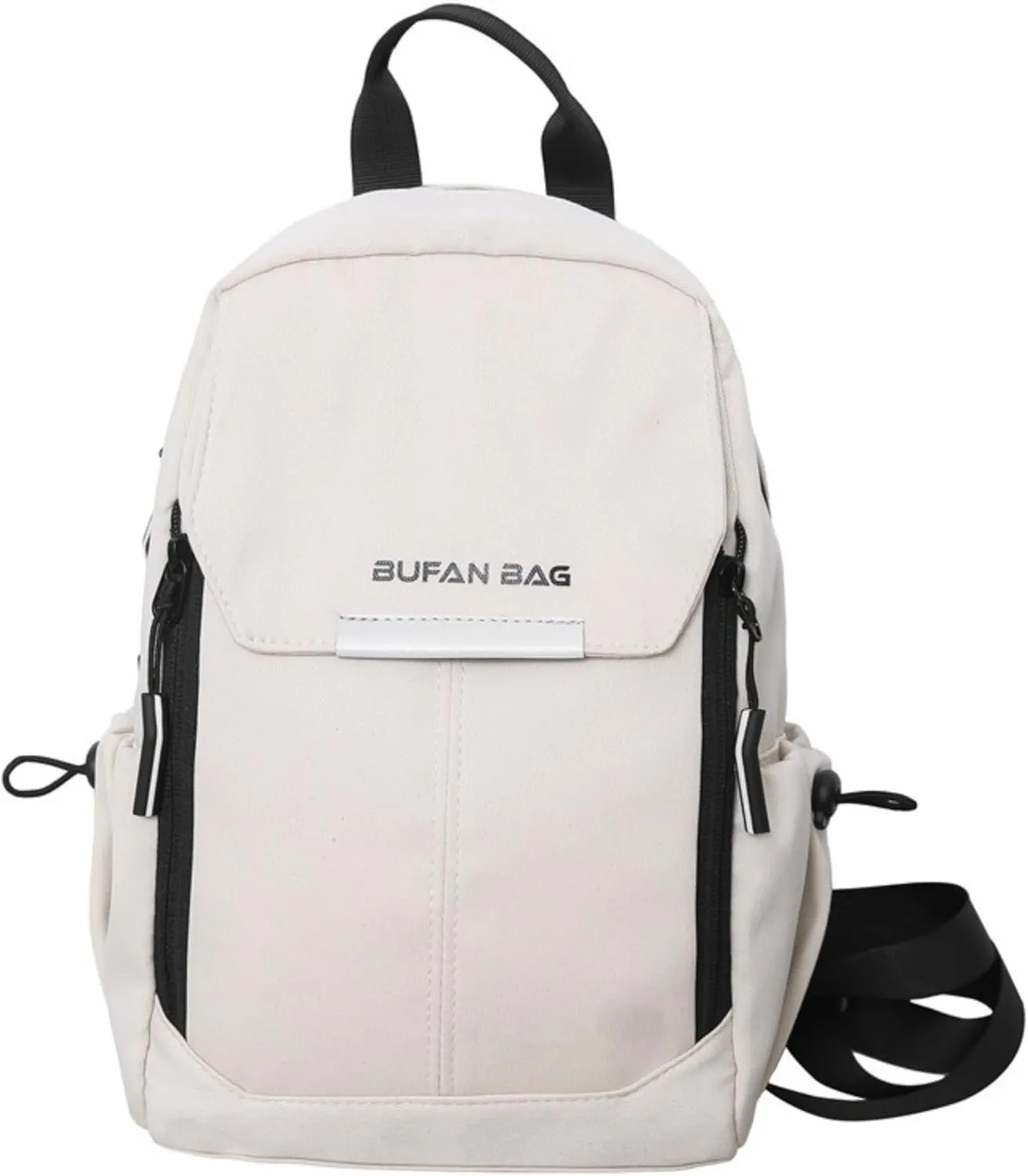 Travel Reflective Convertible Sling Backpack with Key Ring Strap, Large Capacity Water Resistant Anti-Theft Safety Chest Bags, Lightweight Crossbody Daypack for Work Hiking (White)