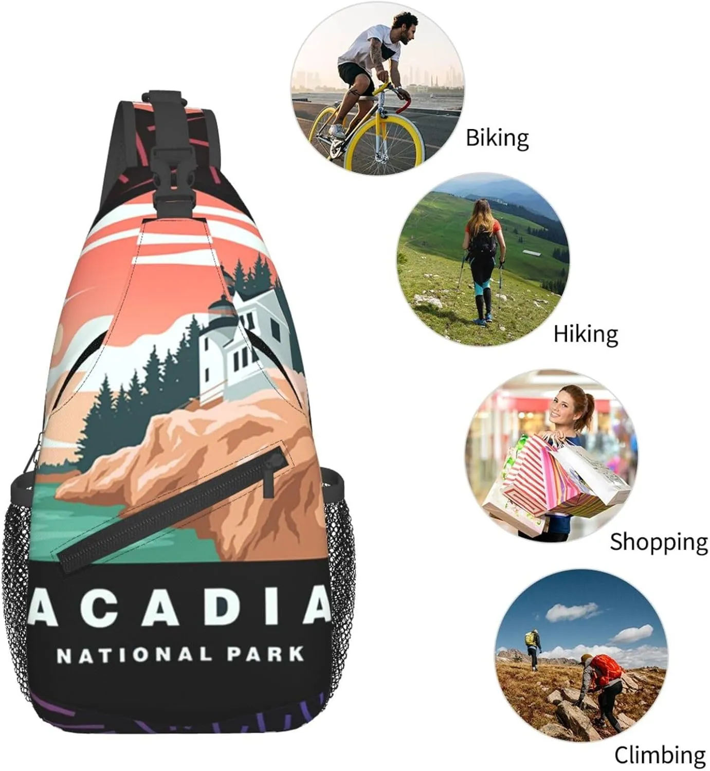 Trendy Acadia National Park Small Crossbody Backpack Sling Bag For Men Women Mini One Shoulder Chest Bags Gym Sport Travel Hiking Daypack