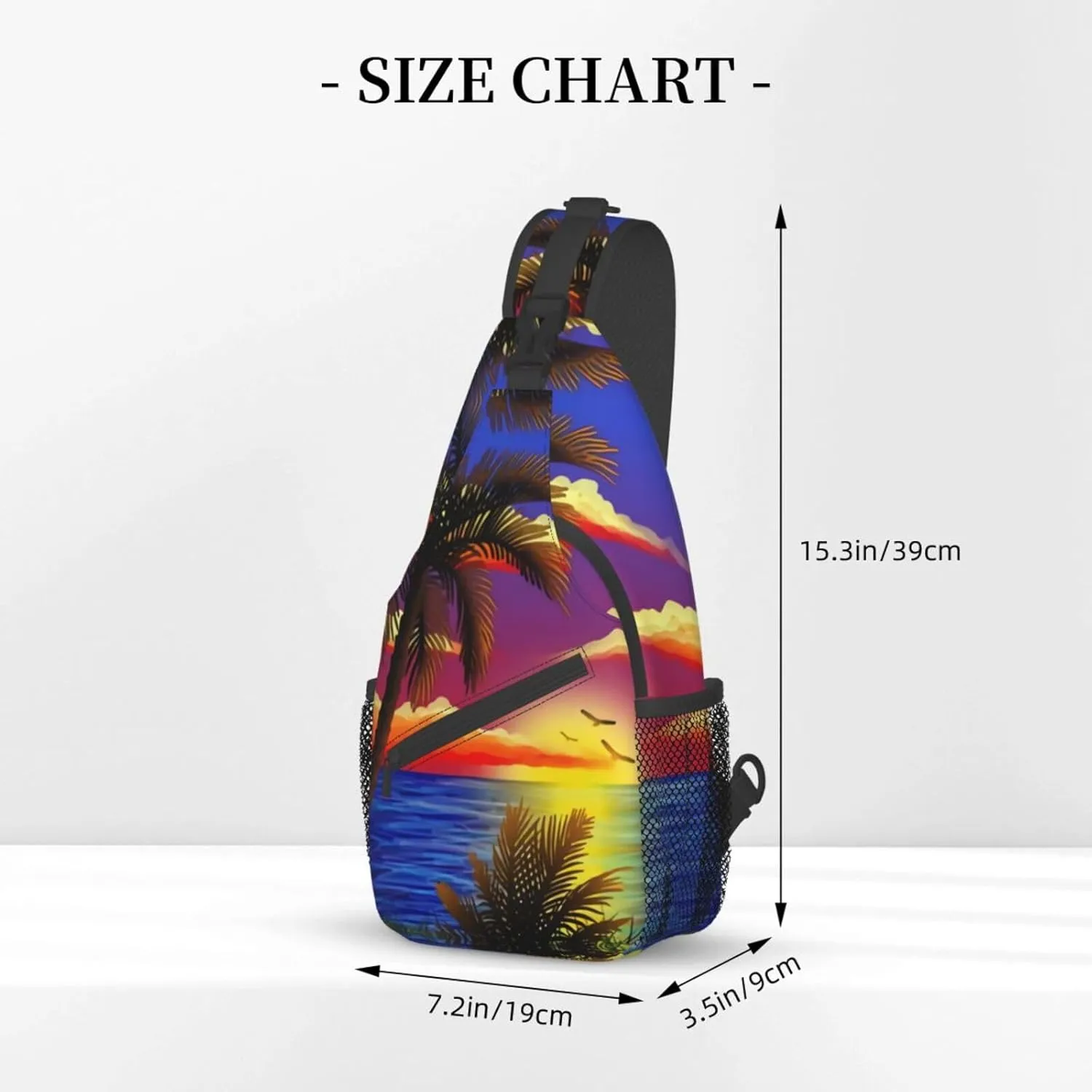 Tropical Sling Backpack Travel Hiking Daypack Bag Hawaii Palm Tree Pattern Crossbody Shoulder Bags For Women Men