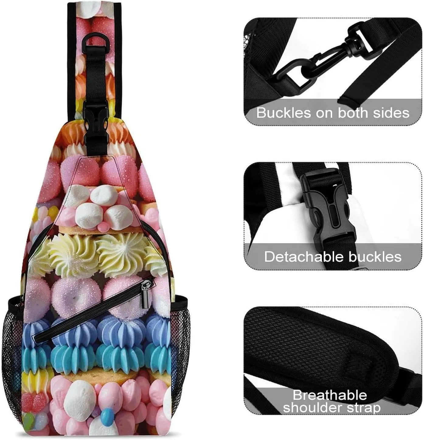 Truck Creative Pattern Sling Bag Lightweight Crossbody Chest Pack Travel Shoulder Bag with Adjustable Strap