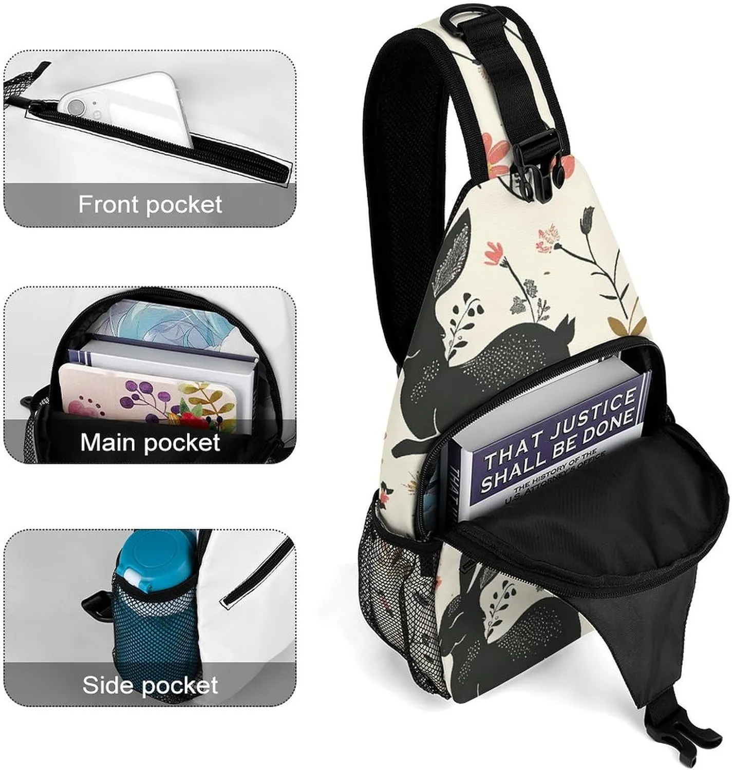 Truck Creative Pattern Sling Bag Lightweight Crossbody Chest Pack Travel Shoulder Bag with Adjustable Strap