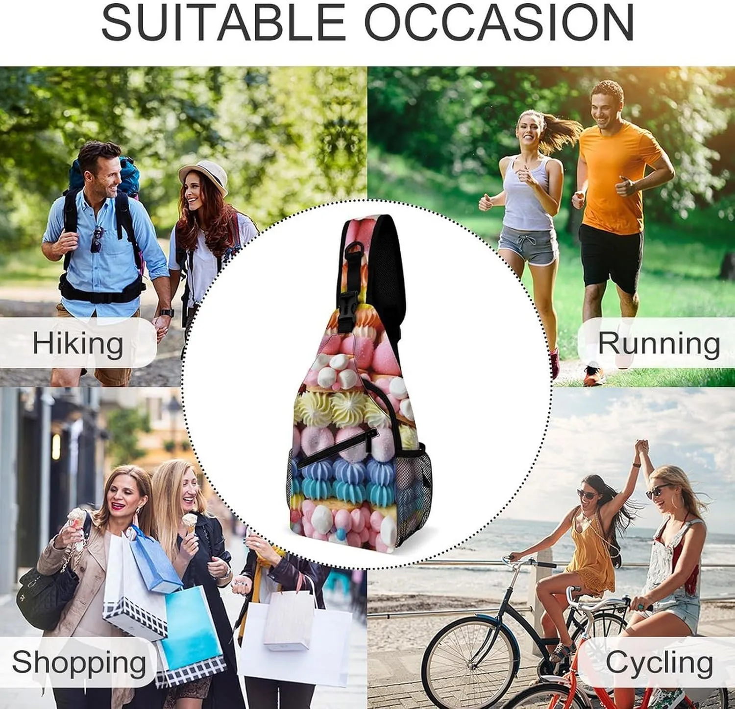 Truck Creative Pattern Sling Bag Lightweight Crossbody Chest Pack Travel Shoulder Bag with Adjustable Strap
