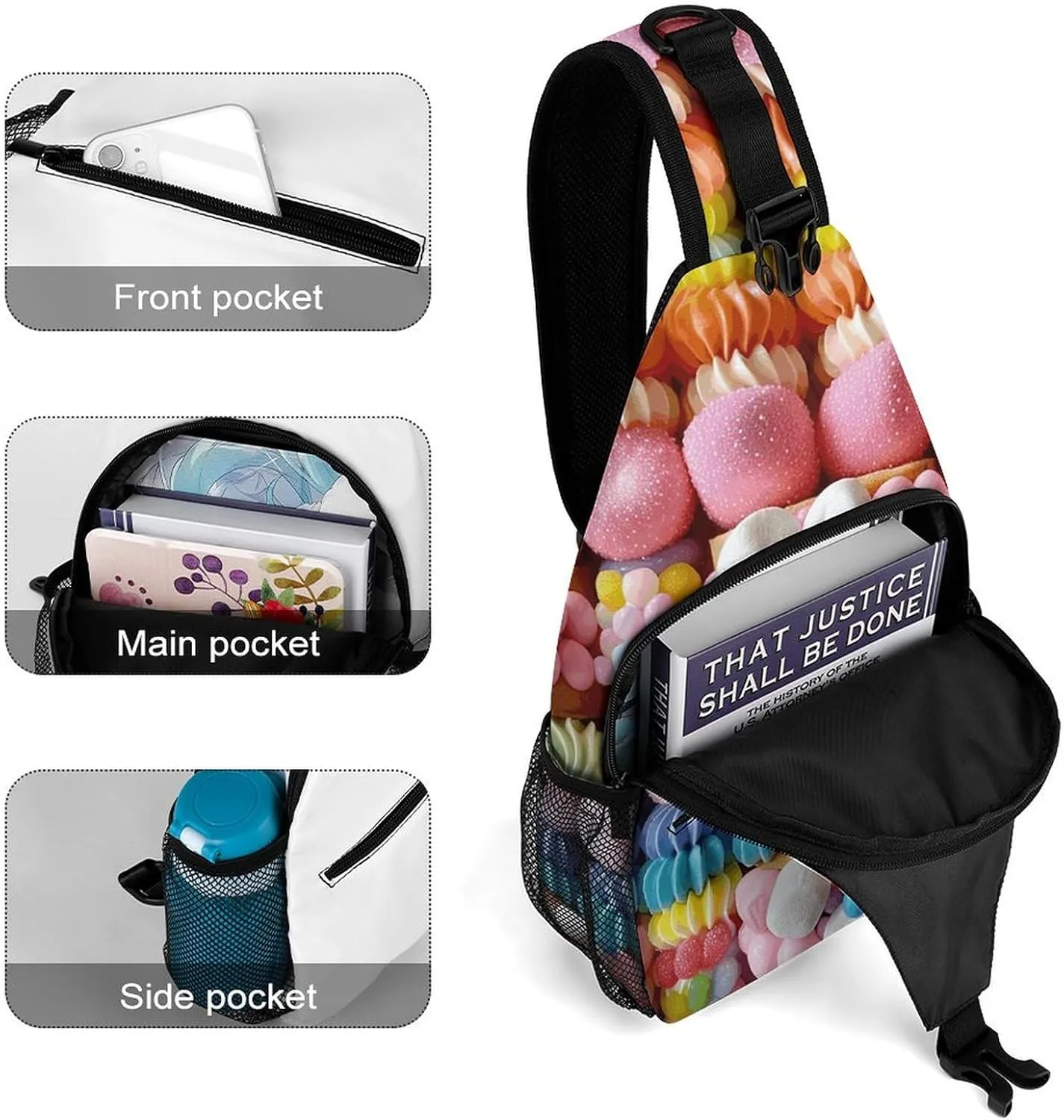 Truck Creative Pattern Sling Bag Lightweight Crossbody Chest Pack Travel Shoulder Bag with Adjustable Strap