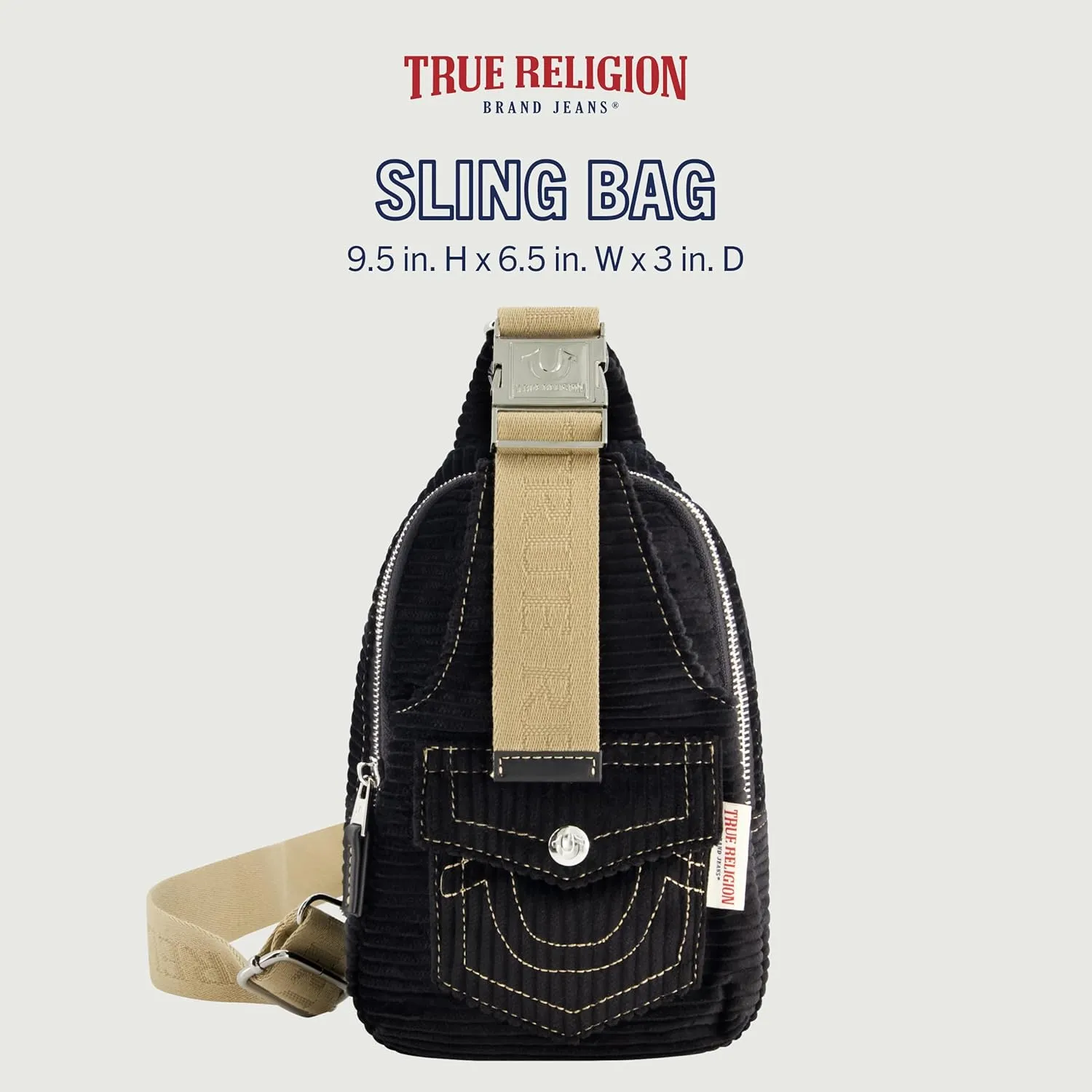 True Religion Women's Sling Bag, Small Travel Backpack with Adjustable Shoulder Crossbody Strap