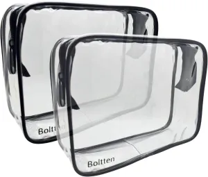 TSA Approved Clear Toiletry Bag 2-Pack, Quart Size Travel Cosmetic & Makeup Bags, Carry-On Airport Compliant
