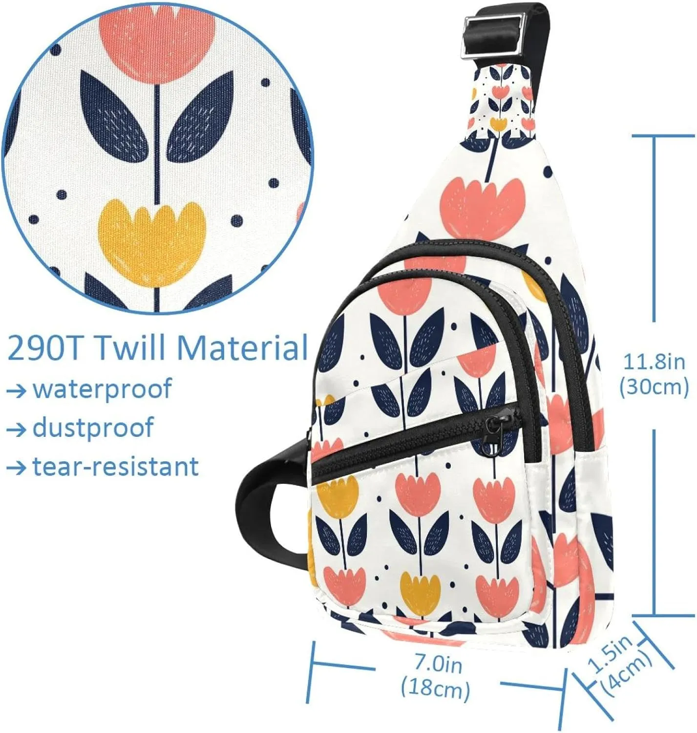 Tulips (5) Crossbody Sling Backpack Sling Bag Travel Hiking Chest Bag Daypack